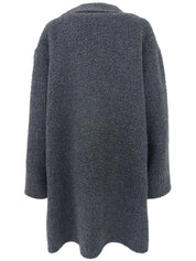 Grey wool logo button long coat