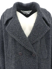 Grey wool logo button long coat
