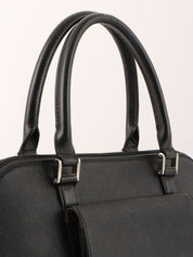 ロゴプレートハンドバッグ ブラック