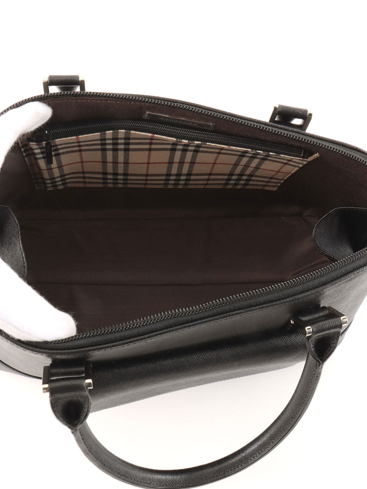 ロゴプレートハンドバッグ ブラック