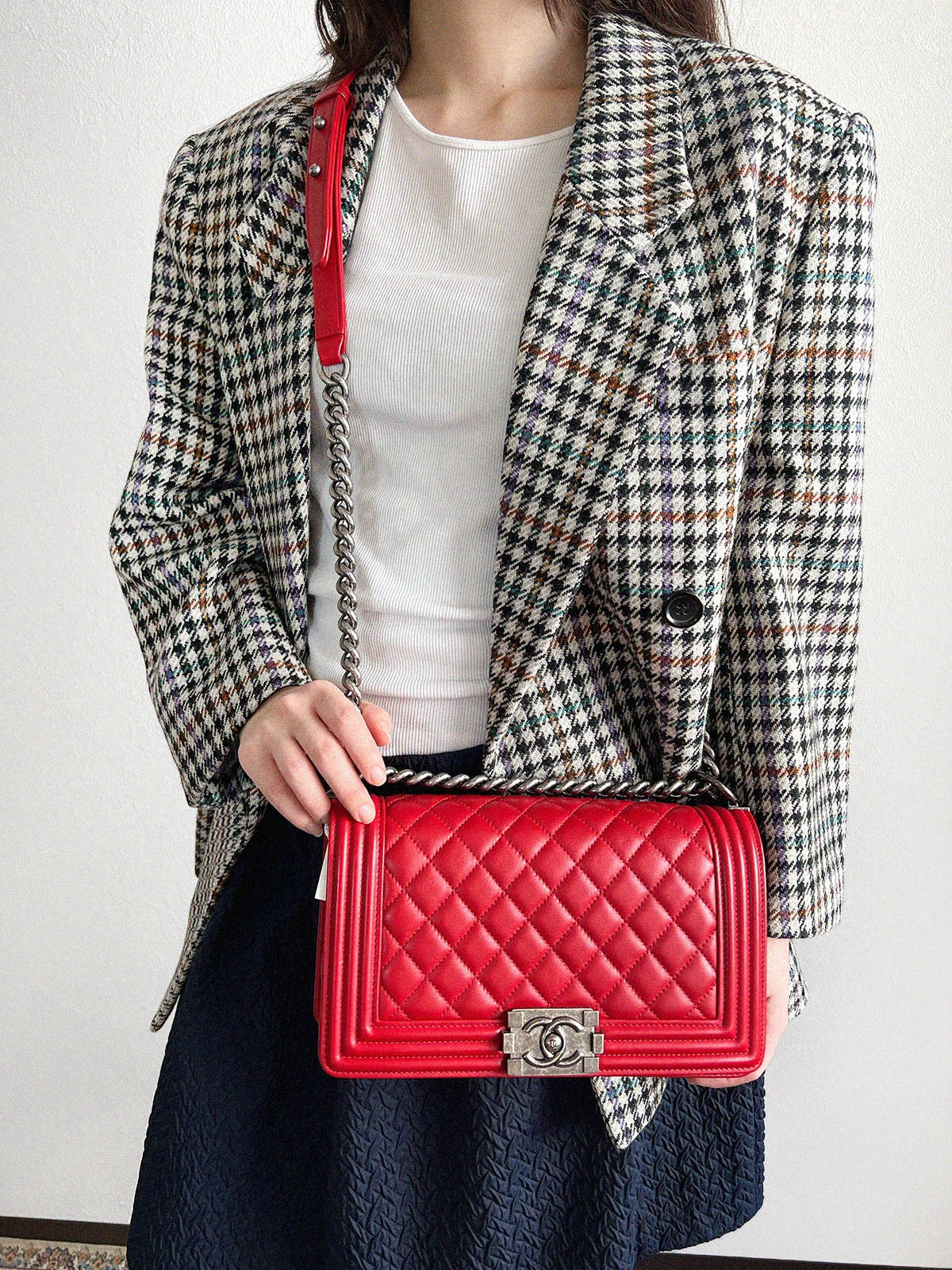 2014 Boy Chanel Chain Shoulder Bag in Red