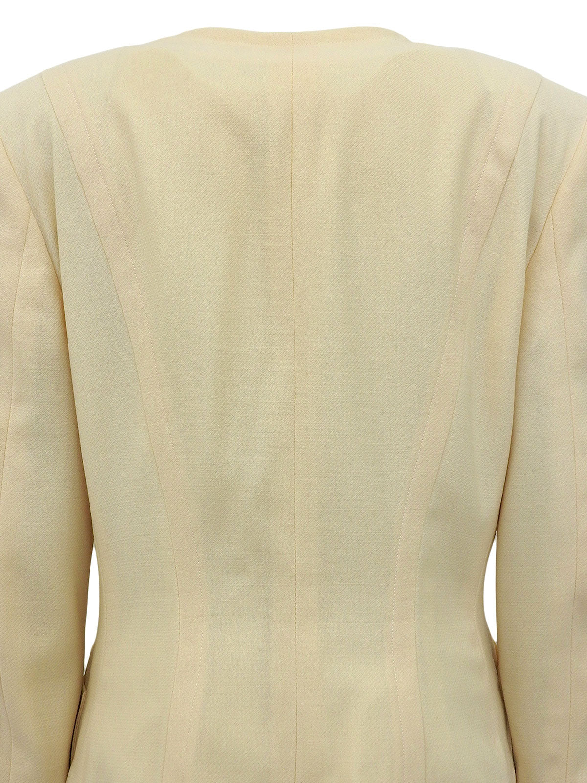 碎花纽扣链条设计无领夹克奶油黄色