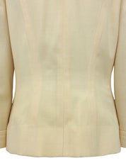 碎花纽扣链条设计无领夹克奶油黄色