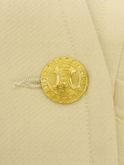 碎花纽扣链条设计无领夹克奶油黄色