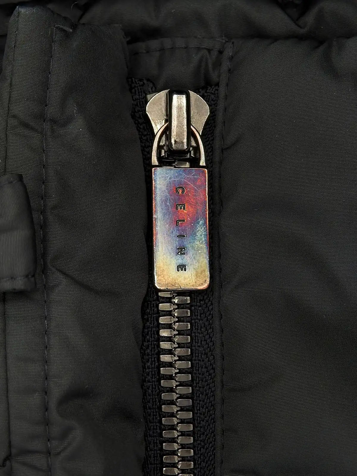 黑色尼龙毛皮连帽两用大衣