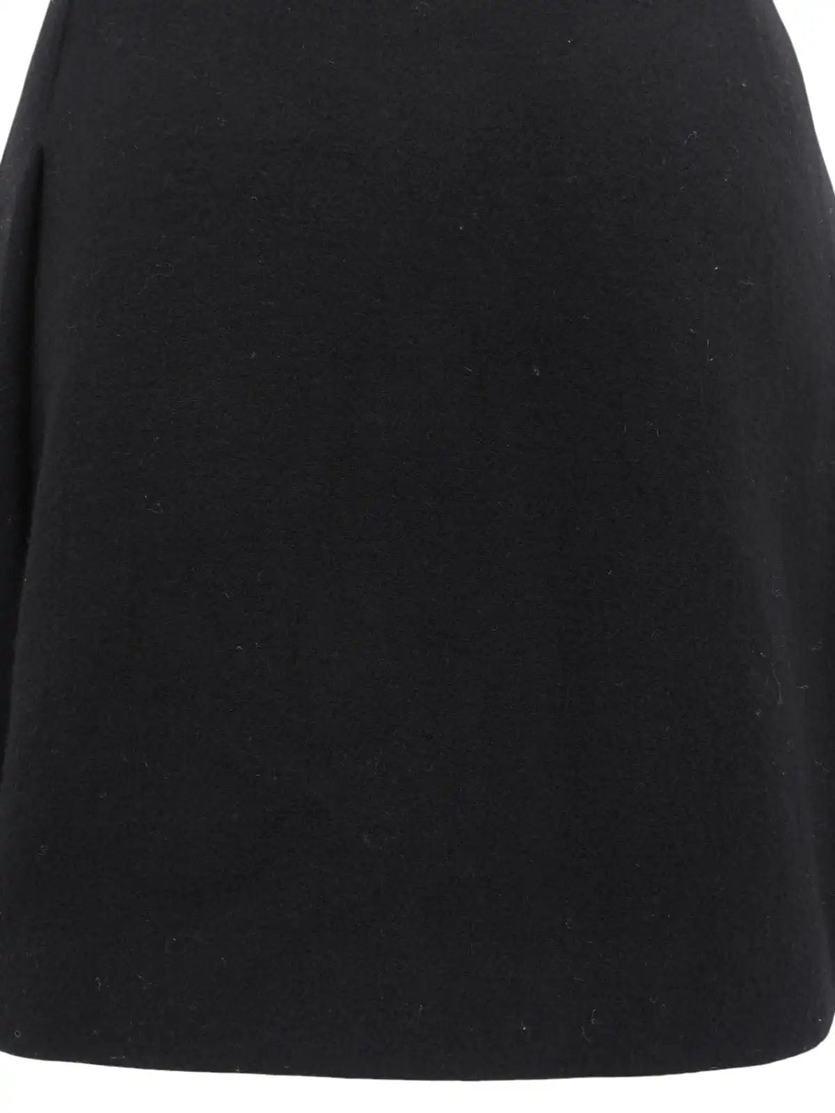 Wool Logo Embroidered Toggle Button Mini Skirt in Black