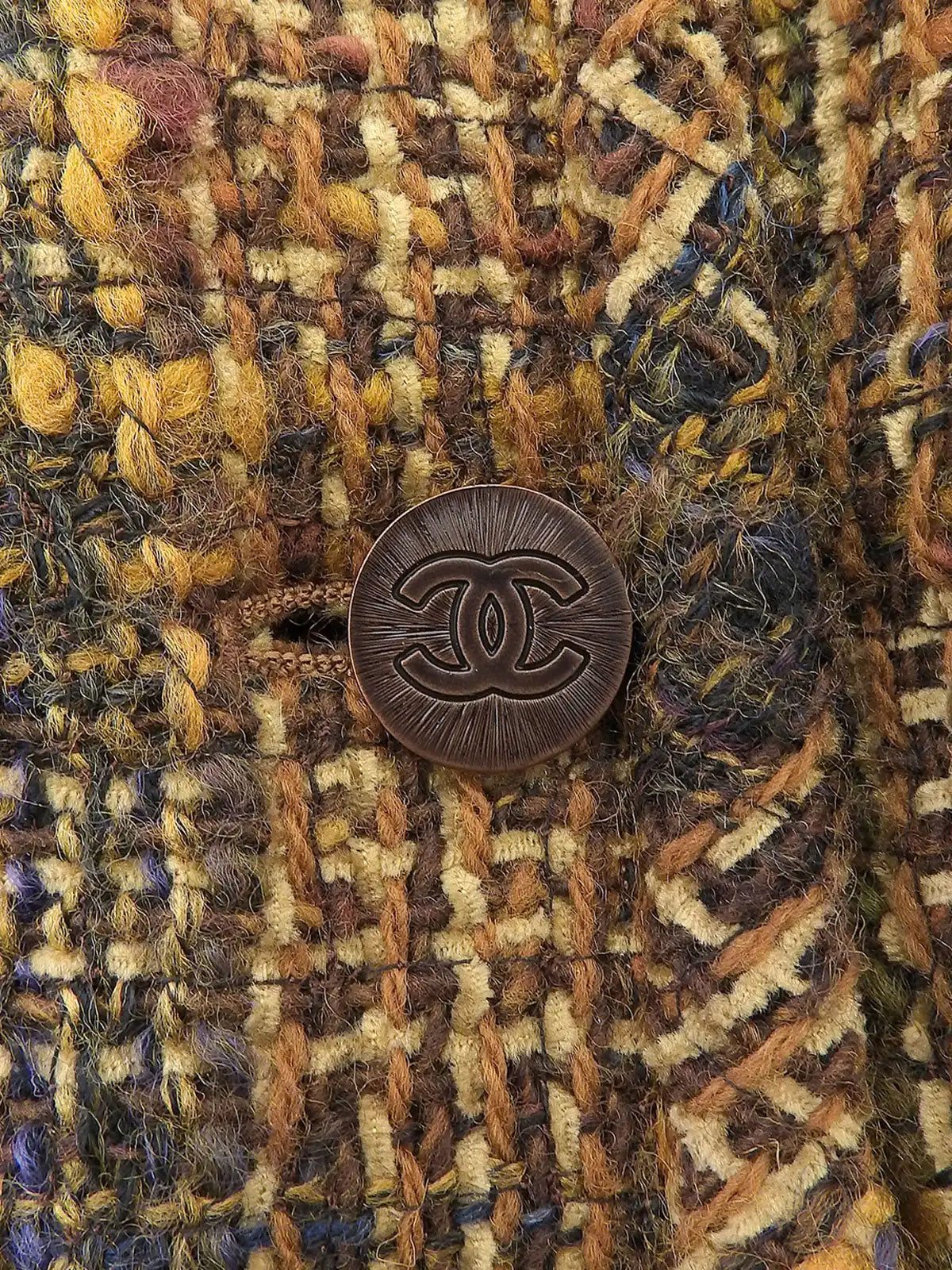 1998 Tweed CC Mark 纽扣夹克 棕色/多色