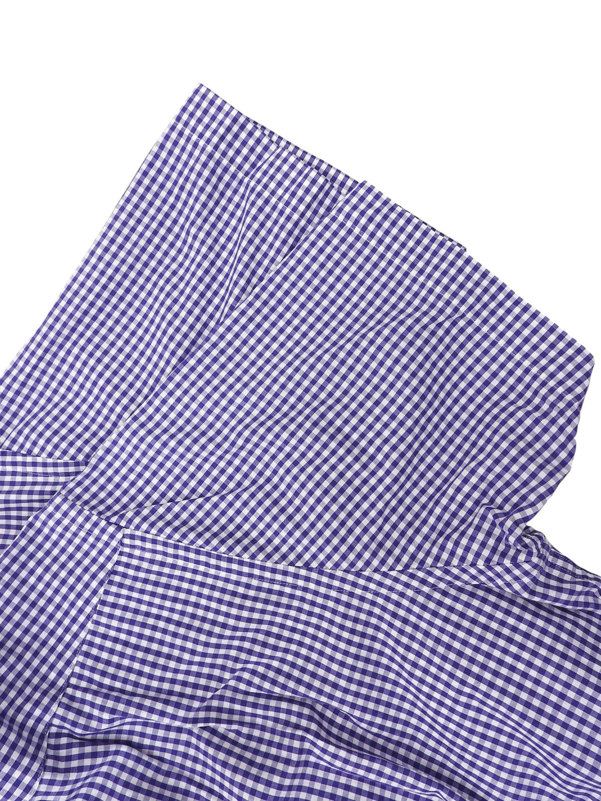 Purple check pattern logo embroidered half sleeve shirt