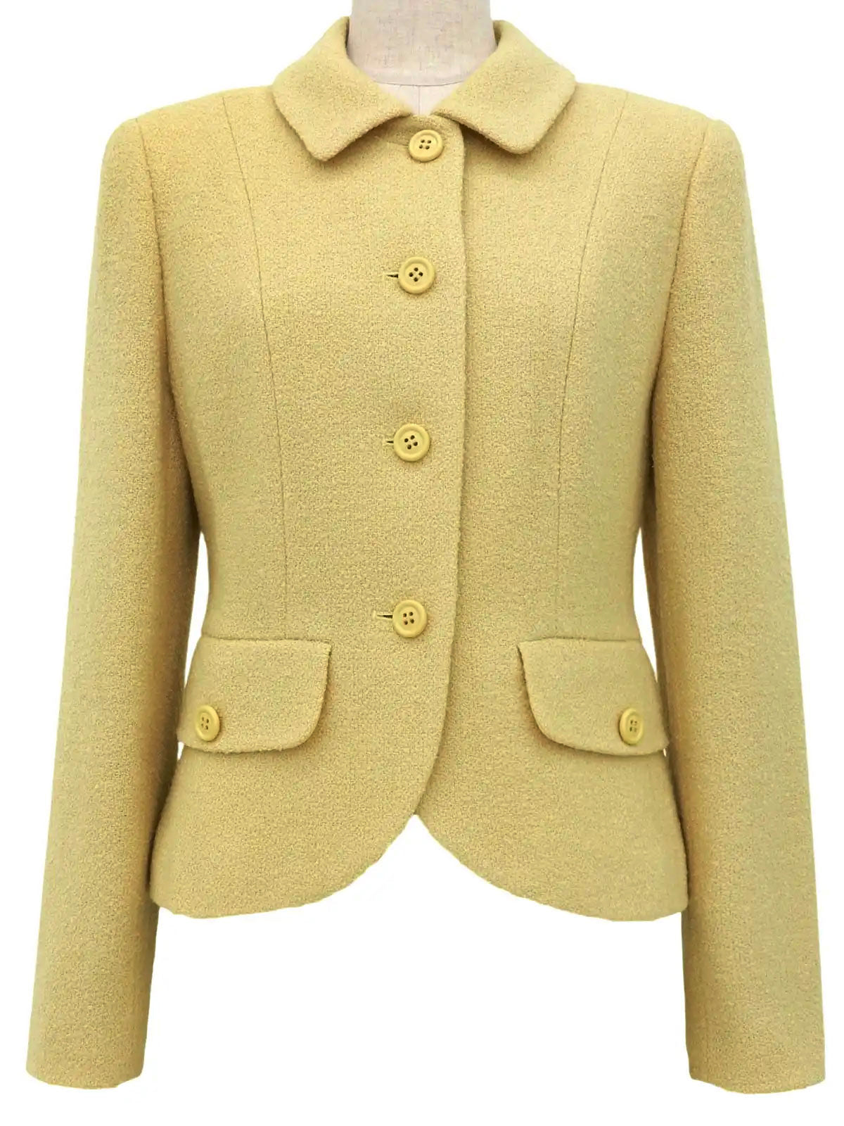 乳黄色羊毛短夹克