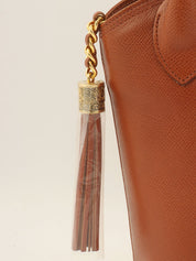 Brown leather tassel handbag