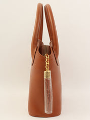 Brown leather tassel handbag