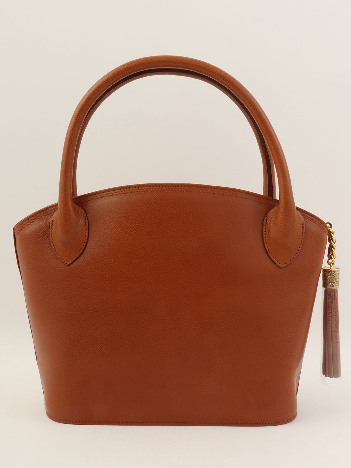 Brown leather tassel handbag