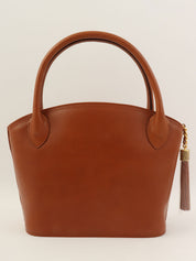 Brown leather tassel handbag