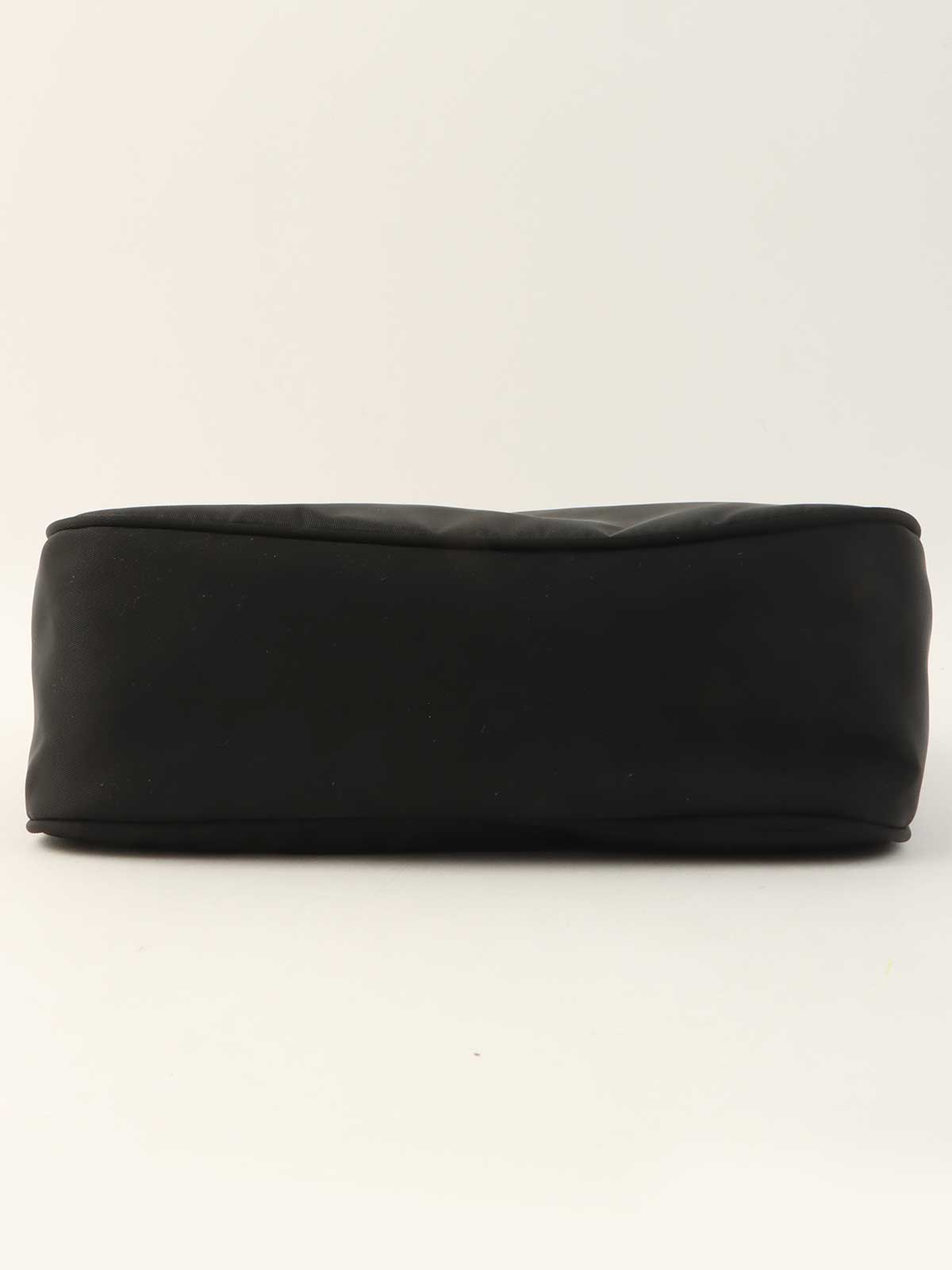 Nylon logo plate handbag in black