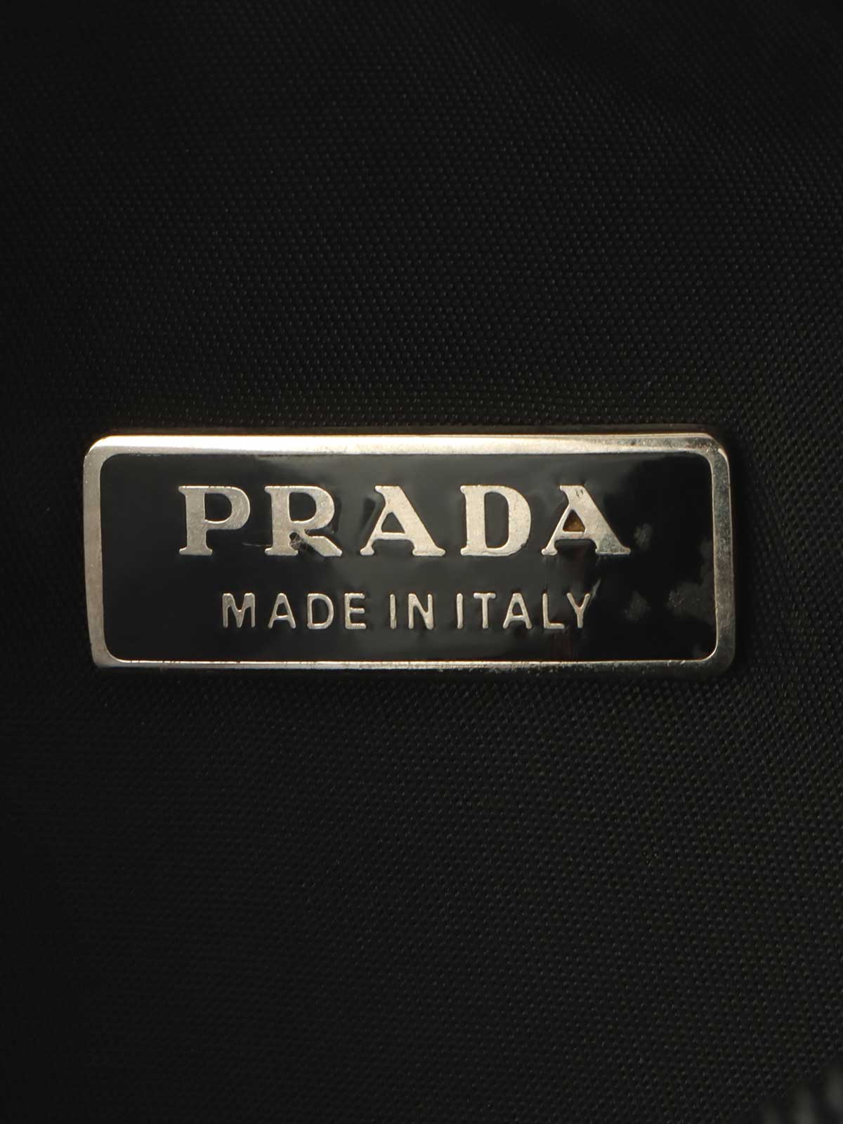 Nylon logo plate handbag in black
