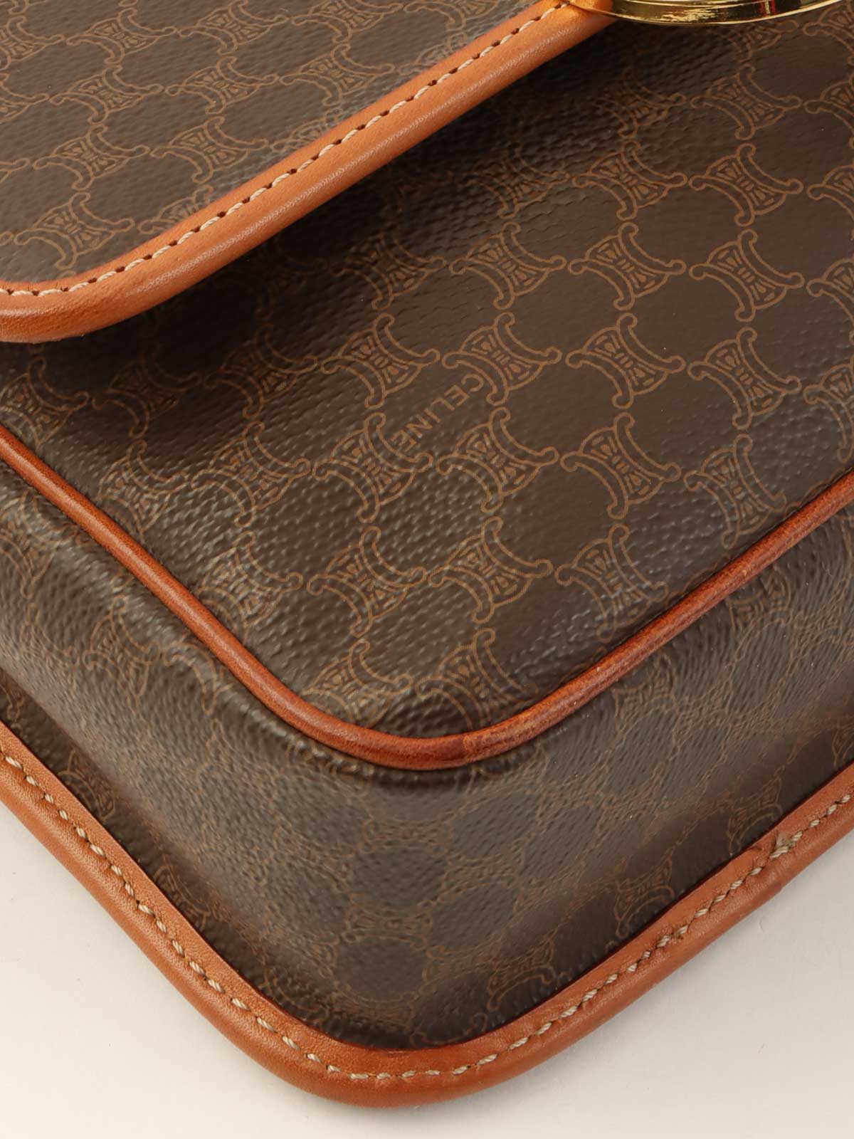Macadam Pattern Logo Plate Shoulder Bag Brown