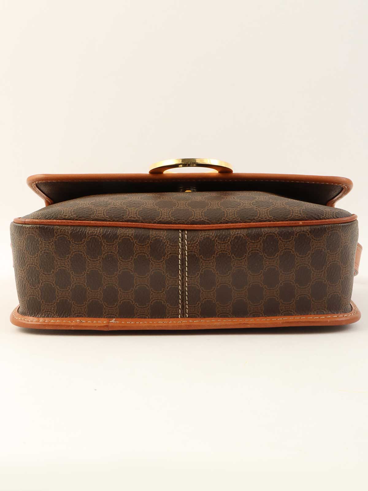 Macadam Pattern Logo Plate Shoulder Bag Brown