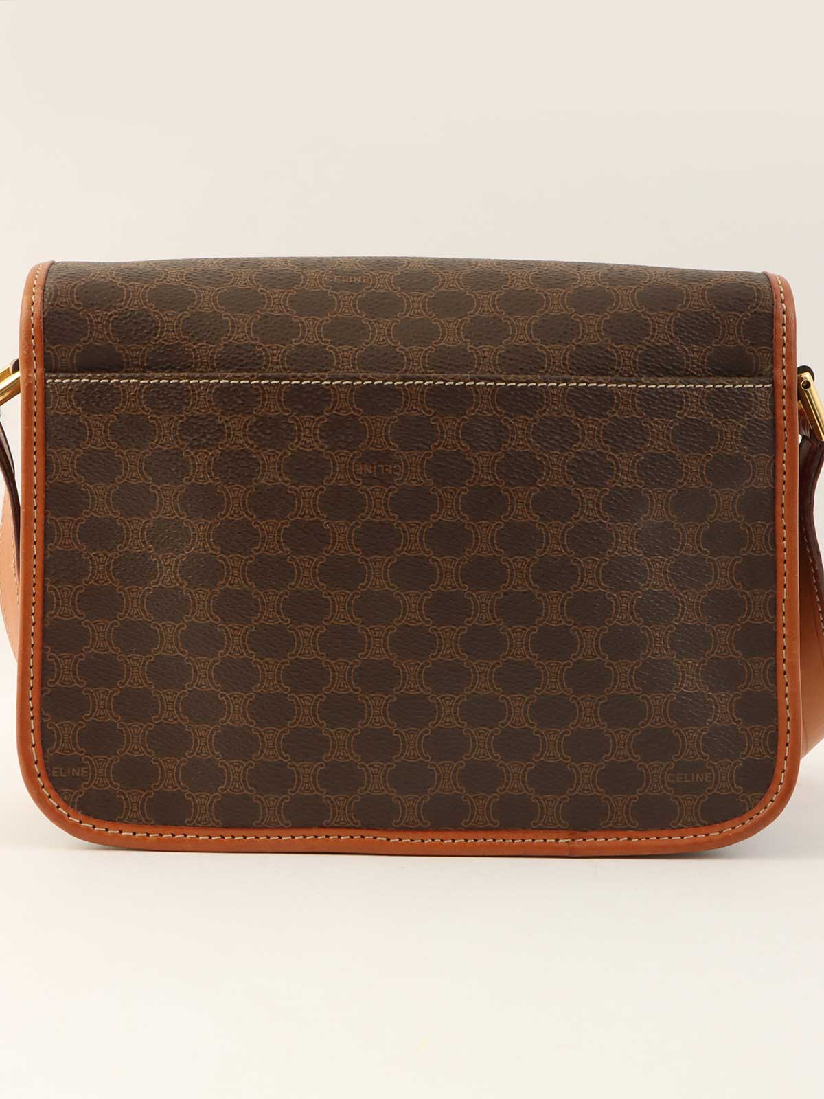 Macadam Pattern Logo Plate Shoulder Bag Brown