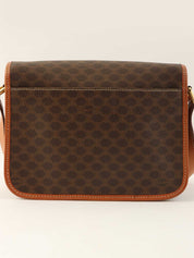 Macadam Pattern Logo Plate Shoulder Bag Brown
