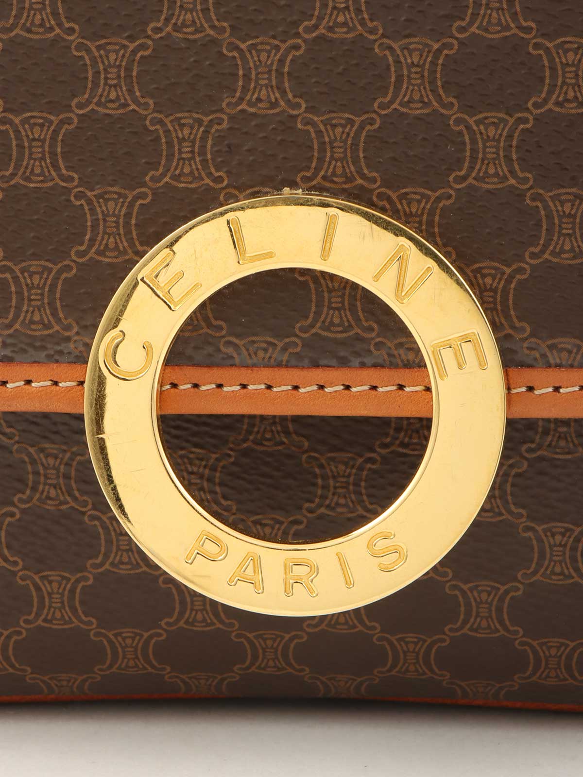Macadam Pattern Logo Plate Shoulder Bag Brown