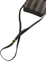 Pequin Pattern Logo Embossed Shoulder Bag Brown/Black