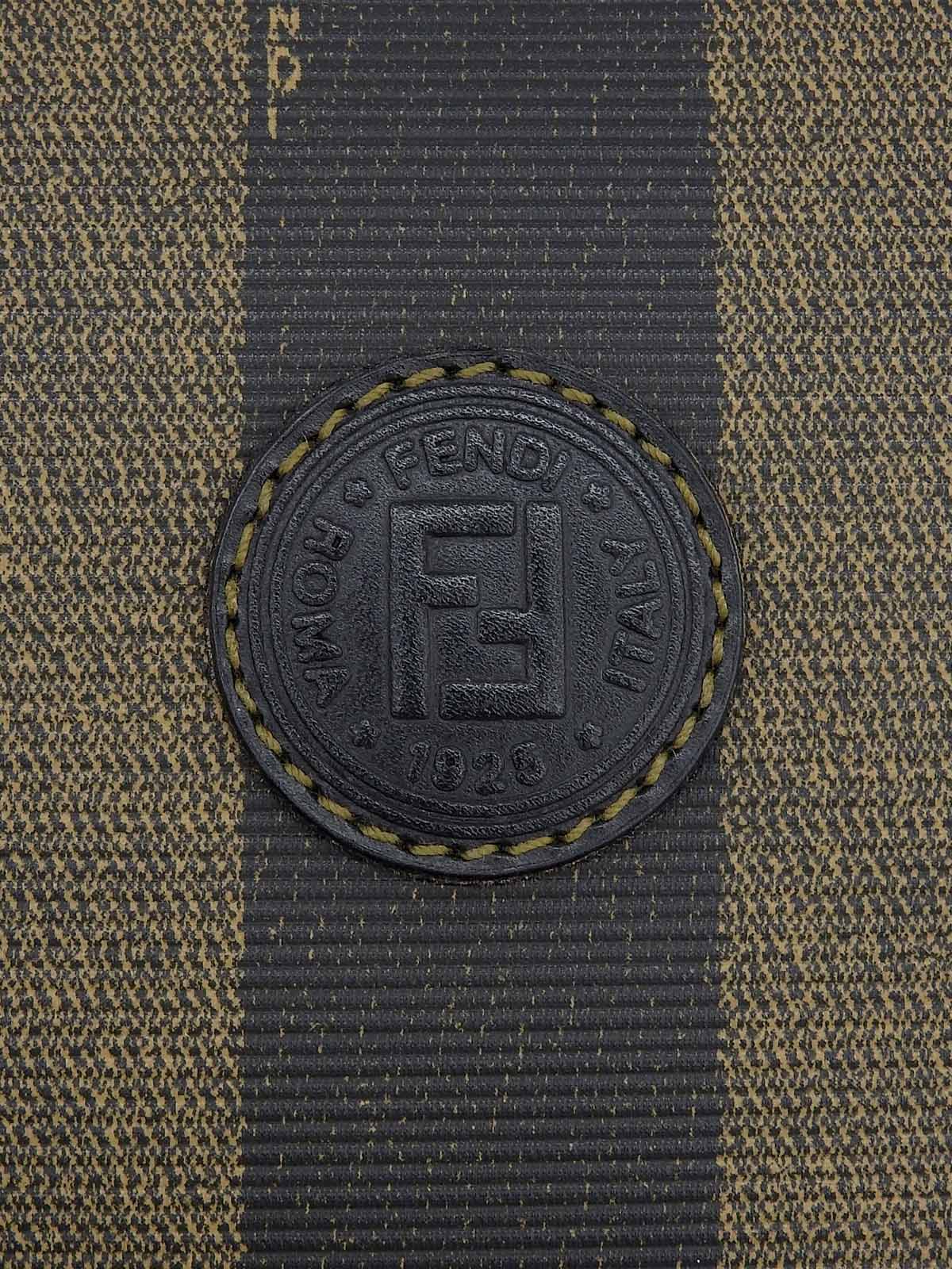 Pequin Pattern Logo Embossed Shoulder Bag Brown/Black
