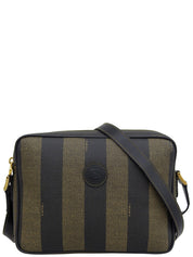 Pequin Pattern Logo Embossed Shoulder Bag Brown/Black