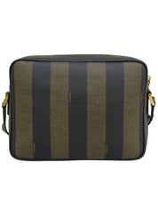 Pequin Pattern Logo Embossed Shoulder Bag Brown/Black