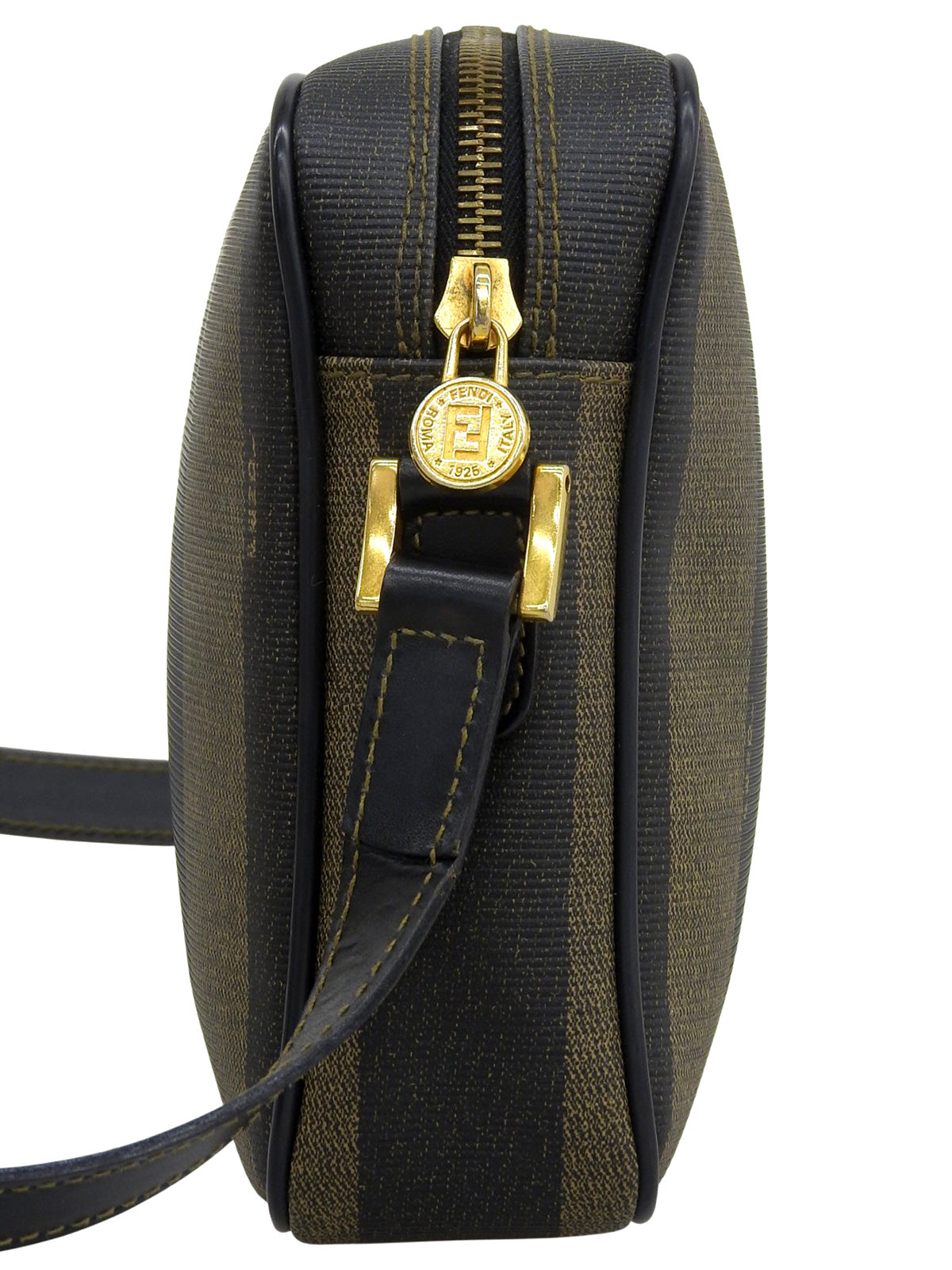 Pequin Pattern Logo Embossed Shoulder Bag Brown/Black