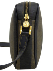 Pequin Pattern Logo Embossed Shoulder Bag Brown/Black