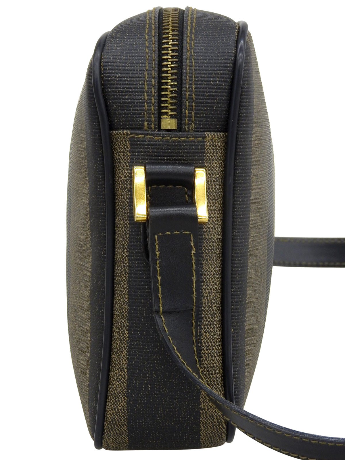 Pequin Pattern Logo Embossed Shoulder Bag Brown/Black