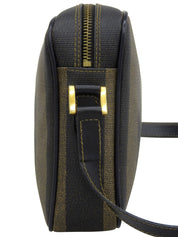 Pequin Pattern Logo Embossed Shoulder Bag Brown/Black