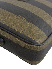Pequin Pattern Logo Embossed Shoulder Bag Brown/Black