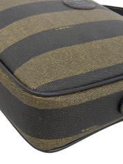Pequin Pattern Logo Embossed Shoulder Bag Brown/Black