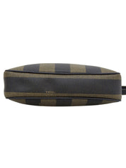 Pequin Pattern Logo Embossed Shoulder Bag Brown/Black