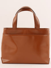 Brown logo embossed handbag