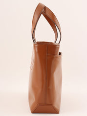 Brown logo embossed handbag