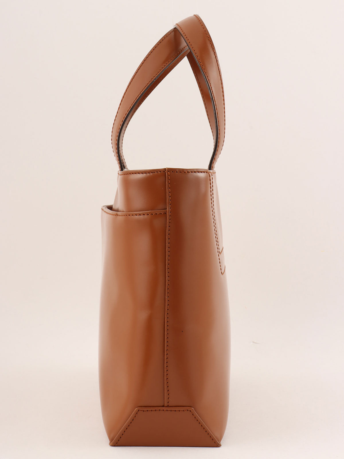 Brown logo embossed handbag
