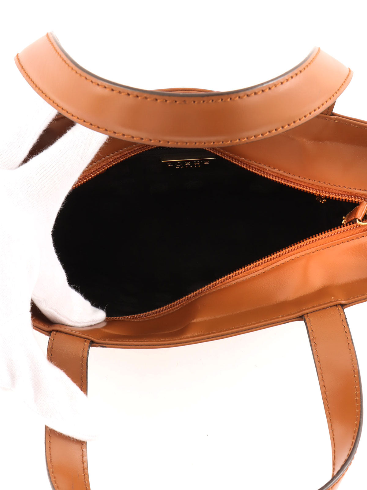Brown logo embossed handbag