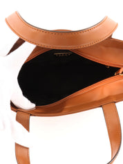 Brown logo embossed handbag