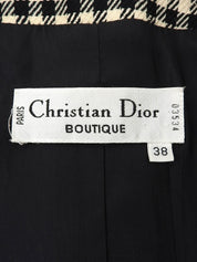 Block Check Pattern Logo Button Jacket in Ivory/Black