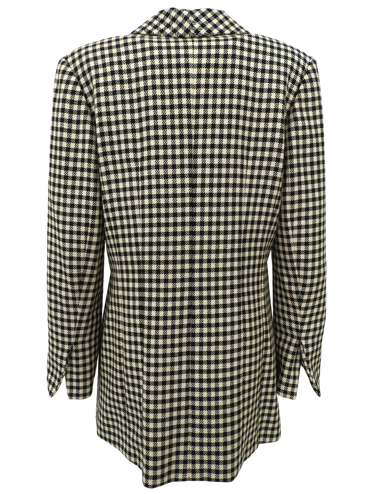 Block Check Pattern Logo Button Jacket in Ivory/Black