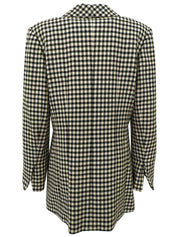 Block Check Pattern Logo Button Jacket in Ivory/Black