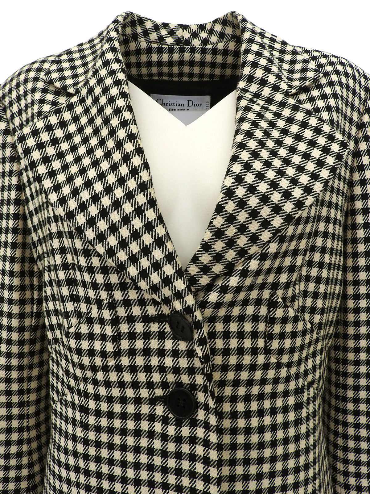 Block Check Pattern Logo Button Jacket in Ivory/Black