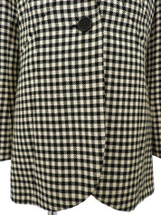 Block Check Pattern Logo Button Jacket in Ivory/Black