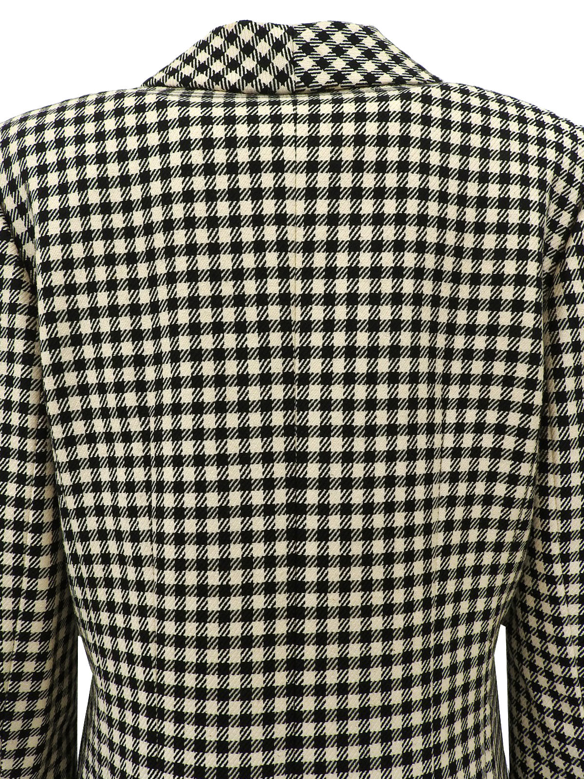 Block Check Pattern Logo Button Jacket in Ivory/Black