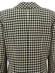 Block Check Pattern Logo Button Jacket in Ivory/Black