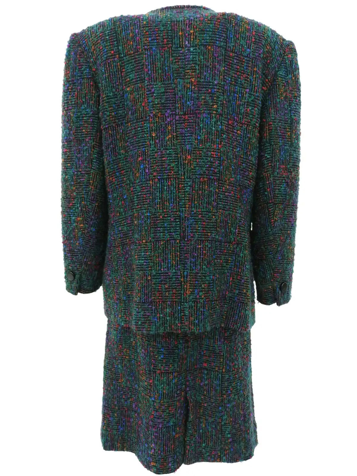 绿色/多色粗花呢圆形纽扣设置