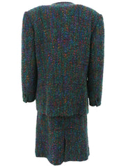 绿色/多色粗花呢圆形纽扣设置