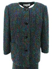 绿色/多色粗花呢圆形纽扣设置